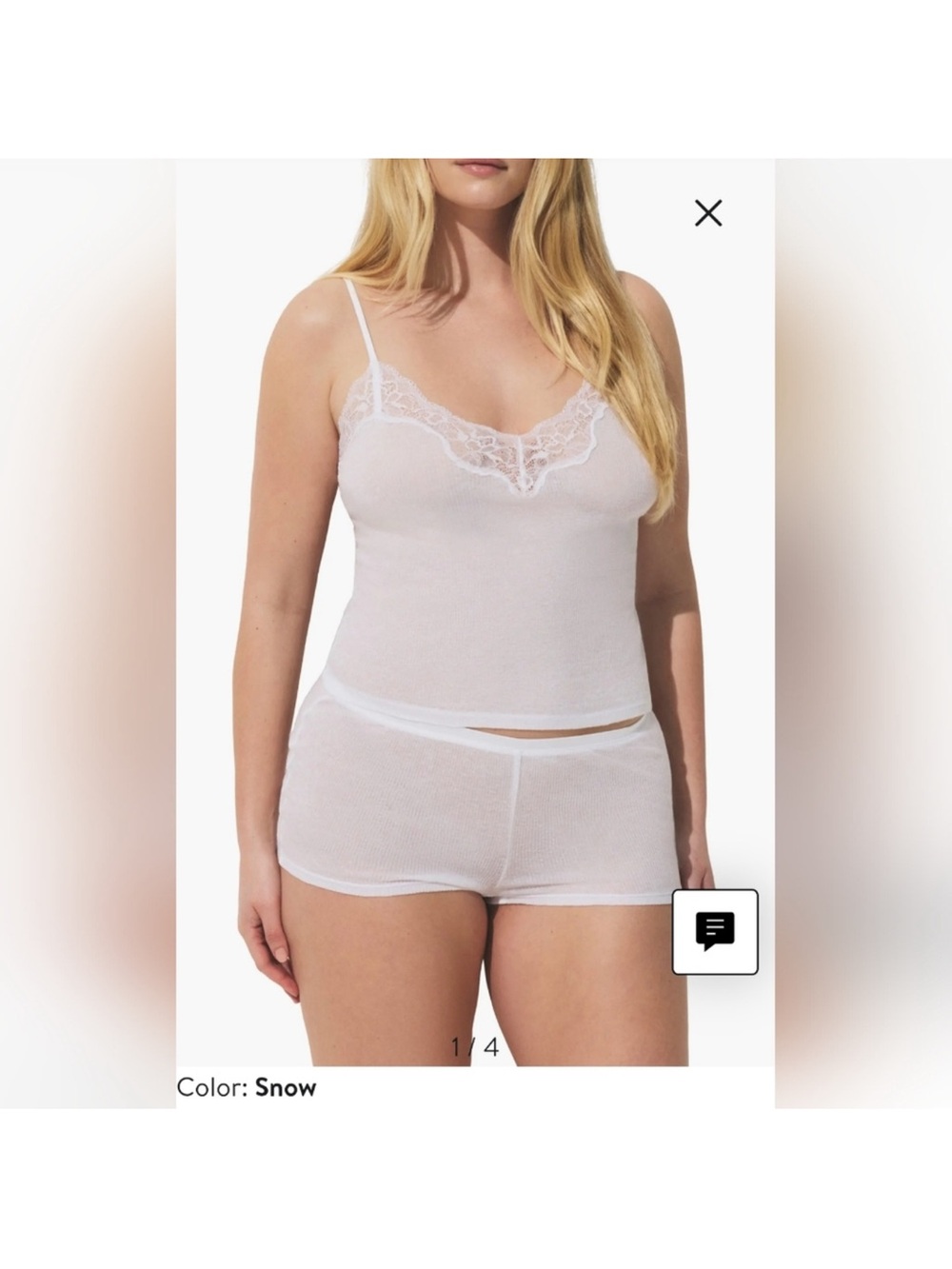 SKIMS Lace-Trim Camisole & Boyshort Set - Snow White